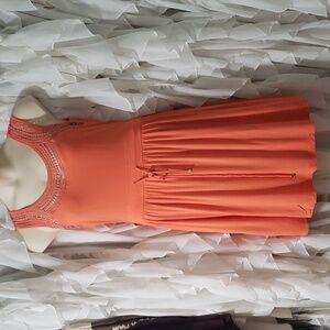 Calvin Klein. Sleeveless; Orange; Crochet; Drawstring Waist; Pockets  Size 12.